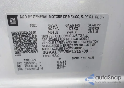 2021 GMC Terrain Fwd Slt from USA, damaged, VIN 3GKALPEV9ML315708